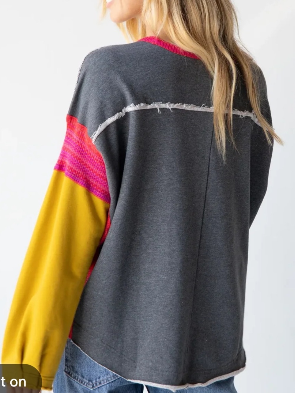 Natural Life Knit Trim Sweatshirt Long Sleeve Boho Cozy Cottagecore - Picture 6 of 13